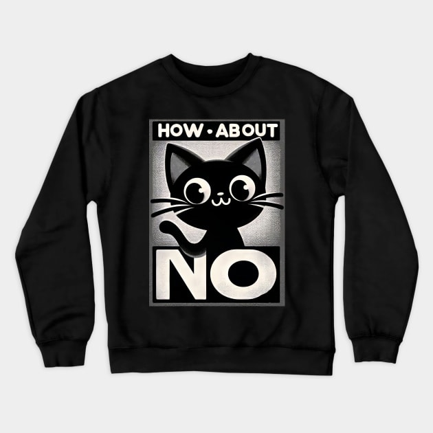 how about no - Feline Attitude Statement Crewneck Sweatshirt by Unlogico